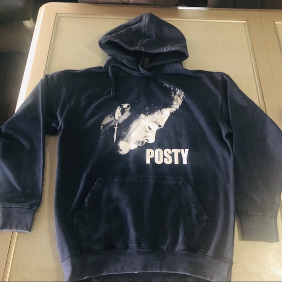 New! Vintage Navy Blue Post Malone Posty 2 Hoodie - Picture 1 of 4